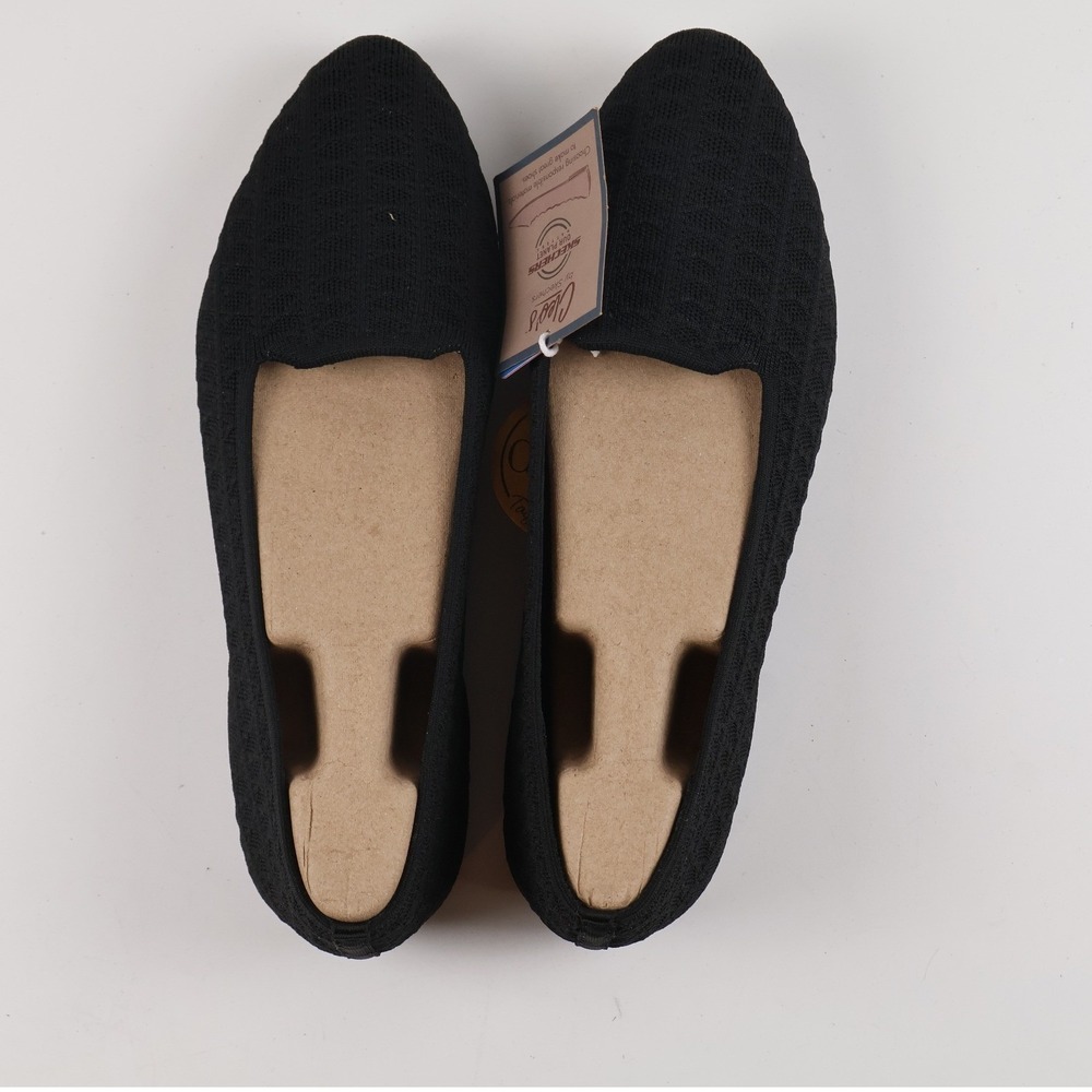Skechers Flats Cleo 2.0 Look At You Black Knit Loafers Size 11 NEW